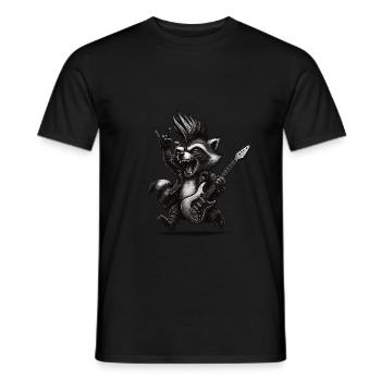 Rock raccoon with guitar festival motif - Men's T-Shirt - black - Front - AI Model Male 178 light (178cm)
