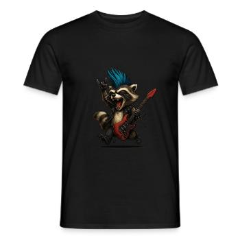 Rock Waschbär mit Gitarre Festival Motiv - Männer T-Shirt - Schwarz - Vorne - AI Model Male 178 light (178cm)