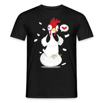 Funny crazy chicken chickens poultry - Men's T-Shirt - black - Front - AI Model Male 178 light (178cm)