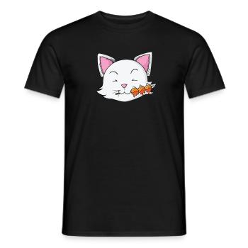 Katze isst Dango Reisklöße - Männer T-Shirt - Schwarz - Vorne - AI Model Male 178 light (178cm)
