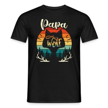 Papa Wolf - Father's Day Pack Father Gift Family - Men's T-Shirt - black - Front - AI Model Male 178 light (178cm)