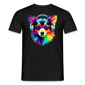 Collie Rainbow Dog Colorful Cool Cute - Men's T-Shirt - black - Front - AI Model Male 178 light (178cm)