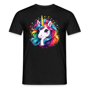 Einhorn Kinder Regenbogen Pony Pferd Mädchen - Männer T-Shirt - Schwarz - Vorne - AI Model Male 178 light (178cm)