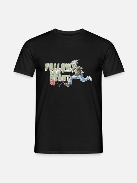 motif coeur shirtzombie suivre votre cœur à nouveau - T-shirt homme - noir