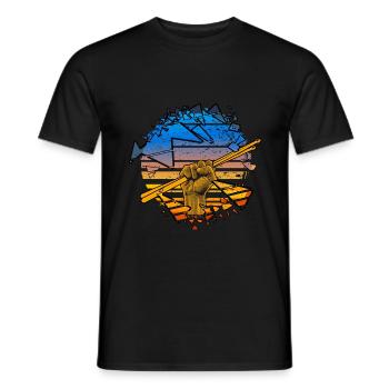 Batteur percussion vintage musicien - T-shirt homme - noir - Devant - AI Model Male 178 light (178cm)