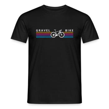 Gravel Bike Rainbow Stripe Cyclocross Bicycle - Men's T-Shirt - black - Front - AI Model Male 178 light (178cm)