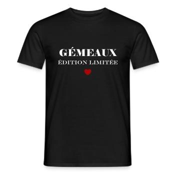 gémeaux - T-shirt homme - noir - Devant - AI Model Male 178 light (178cm)