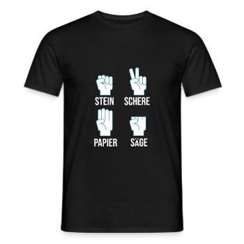 Handyman saws fingers. Ab funny craftsman - Men's T-Shirt - black - Front - AI Model Male 178 light (178cm)