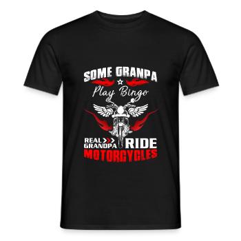 Moto au lieu de Bingo Papy conduite Chopper Rocker - T-shirt homme - noir - Devant - AI Model Male 178 light (178cm)