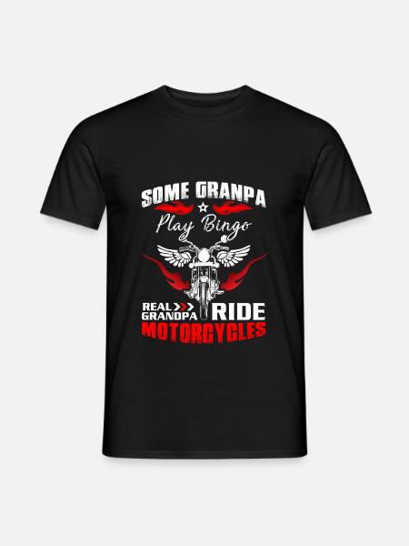 Motorfiets in plaats van Bingo Grandpa rijden Chopper Rocker - Heren T-shirt - zwart