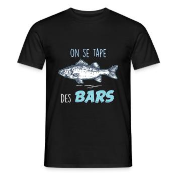 Pêcheur humour. Citation pêche on se tape des bars - T-shirt homme - noir - Devant - AI Model Male 178 light (178cm)