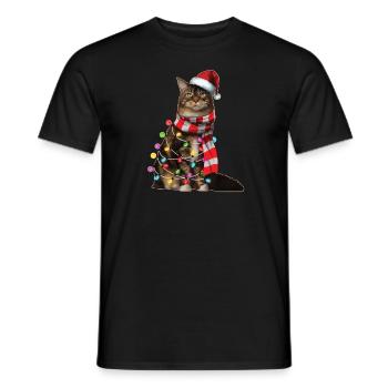 Noël chat amoureux Kitty cadeau de vacances de Noël - T-shirt homme - noir - Devant - AI Model Male 178 light (178cm)