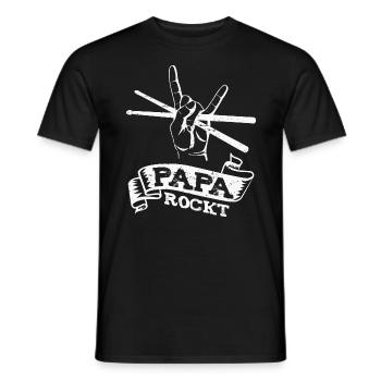 Papa Rockt Schlagzeug Vater Schlagzeuger - Männer T-Shirt - Schwarz - Vorne - AI Model Male 178 light (178cm)