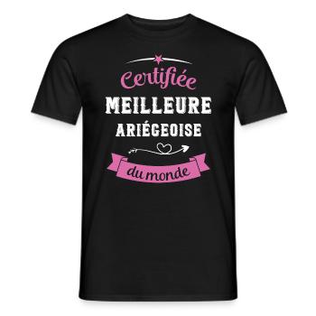 Certifiée ariégeoise du monde - T-shirt homme - noir - Devant - AI Model Male 178 light (178cm)