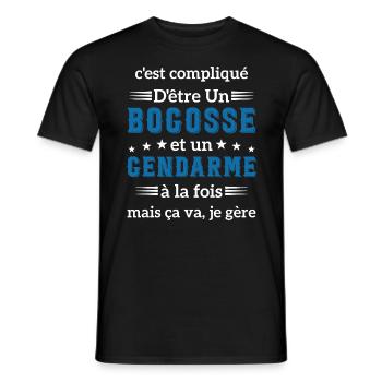 C'est compliqué d'être un bogosse et un gendarme - T-shirt homme - noir - Devant - AI Model Male 178 light (178cm)