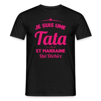 Je Suis Une Tata et Marraine Qui Déchire - T-shirt homme - noir - Devant - AI Model Male 178 light (178cm)