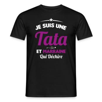 Je Suis Une Tata et Marraine Qui Déchire - T-shirt homme - noir - Devant - AI Model Male 178 light (178cm)