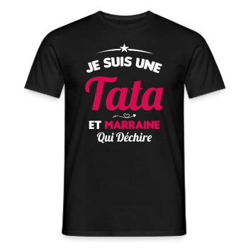 Je Suis Une Tata et Marraine Qui Déchire - T-shirt homme - noir - Devant - AI Model Male 178 light (178cm)