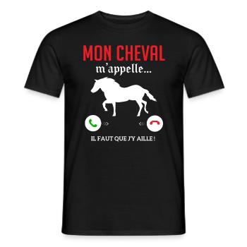 Mon cheval m'appelle faut quẹ j’y aille T-shirt - T-shirt homme - noir - Devant - AI Model Male 178 light (178cm)