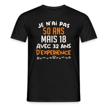 Je N ai Pas 50 ans Mais 18 ans - T-shirt homme - noir - Devant - AI Model Male 178 light (178cm)