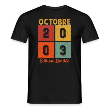 Octobre 2003 Vintage - T-shirt homme - noir - Devant - AI Model Male 178 light (178cm)
