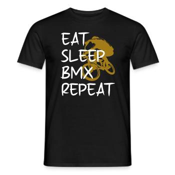 Bmx Kid Good Gift boy | eat sleep bmx repeat - T-shirt homme - noir - Devant - AI Model Male 178 light (178cm)