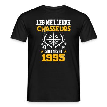 Chasseur | Anniversaire chasseur 1995 - T-shirt homme - noir - Devant - AI Model Male 178 light (178cm)