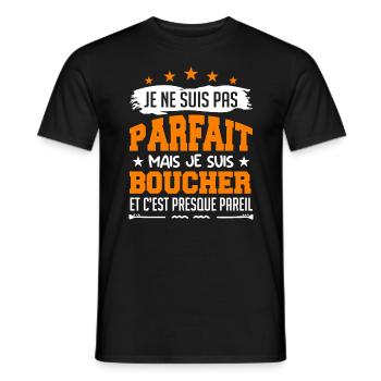 Je Ne Suis Pas Parfaite Mais Je Suis Boucher !! - T-shirt homme - noir - Devant - AI Model Male 178 light (178cm)
