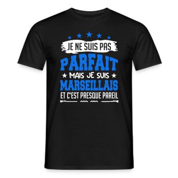 Je ne suis pas parfait mais je suis Marseillais - T-shirt homme - noir - Devant - AI Model Male 178 light (178cm)