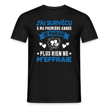 Ma Première Année De Mariage Humour Cadeau - T-shirt homme - noir - Devant - AI Model Male 178 light (178cm)