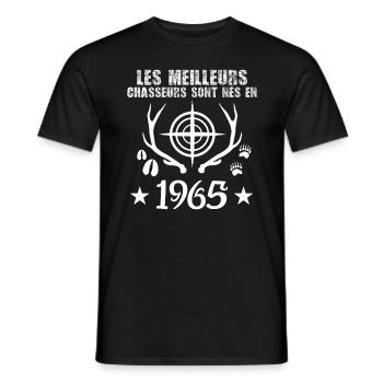 Chasseur | Anniversaire chasseur 1965 - T-shirt homme - noir - Devant - AI Model Male 178 light (178cm)