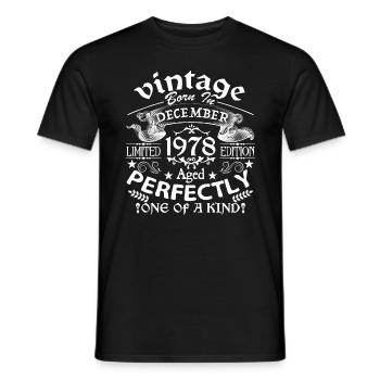 December 1978 | birthday 1978 Vintage December - Men's T-Shirt - black - Front - AI Model Male 178 light (178cm)