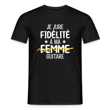 Guitariste - je jure Fidélité a ma Guitare - T-shirt homme - noir - Devant - AI Model Male 178 light (178cm)