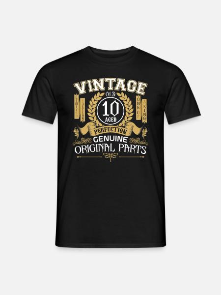 Vintage 10 år – fødselsdagsgave 10 år - Mænd T-shirt - sort