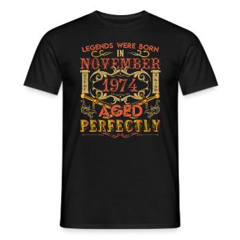November 1974 - Geburtstag 1974 wurden Legenden geboren. - Männer T-Shirt - Schwarz - Vorne - AI Model Male 178 light (178cm)