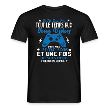 Je ne joue pas tout le temps aux jeux vidéos - T-shirt homme - noir - Devant - AI Model Male 178 light (178cm)