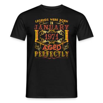 January 1971 - birthday 1971 legends were born. - Men's T-Shirt - black - Front - AI Model Male 178 light (178cm)