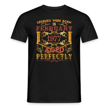 Februar 1977 - Geburtstag 1977 wurden Legenden geboren. - Männer T-Shirt - Schwarz - Vorne - AI Model Male 178 light (178cm)
