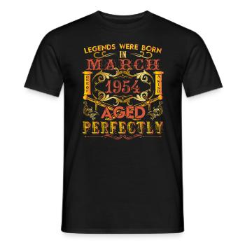 March 1954 - birthday 1954 legends were born. - Men's T-Shirt - black - Front - AI Model Male 178 light (178cm)