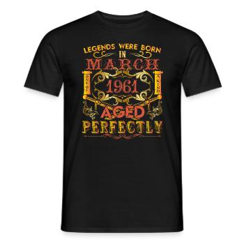 March 1961 - birthday 1961 legends were born. - Men's T-Shirt - black - Front - AI Model Male 178 light (178cm)