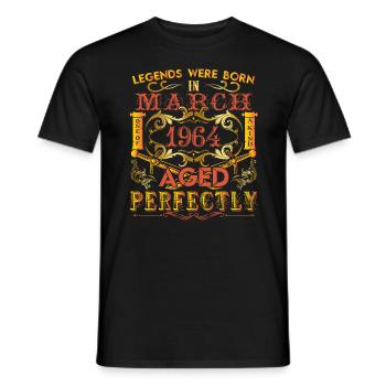 March 1964 - birthday 1964 legends were born. - Men's T-Shirt - black - Front - AI Model Male 178 light (178cm)