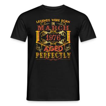 March 1976 - birthday 1976 legends were born. - Men's T-Shirt - black - Front - AI Model Male 178 light (178cm)