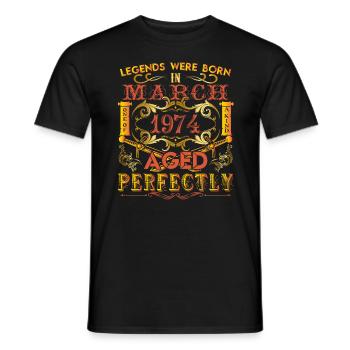 March 1974 - birthday 1974 legends were born. - T-shirt homme - noir - Devant - AI Model Male 178 light (178cm)