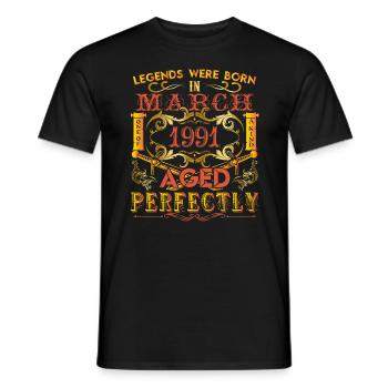 März 1991 - Geburtstag 1991 wurden Legenden geboren. - Männer T-Shirt - Schwarz - Vorne - AI Model Male 178 light (178cm)