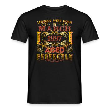 March 1997 - birthday 1997 legends were born. - Men's T-Shirt - black - Front - AI Model Male 178 light (178cm)