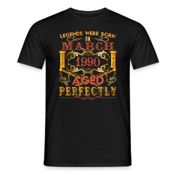 März 1990 - Geburtstag 1990 Legenden wurden geboren. - Männer T-Shirt - Schwarz - Vorne - AI Model Male 178 light (178cm)
