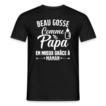 Beau Gosse Comme Papa Cadeau Maman Body Enceinte - T-shirt homme - noir - Devant - AI Model Male 178 light (178cm)