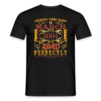 March 2004 - birthday 2004 legends were born. - Men's T-Shirt - black - Front - AI Model Male 178 light (178cm)
