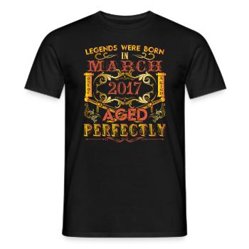 March 2017 - birthday 2017 legends were born. - Men's T-Shirt - black - Front - AI Model Male 178 light (178cm)