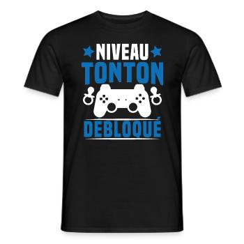 niveau tonton débloqué rétro oncle gamer geek - T-shirt homme - noir - Devant - AI Model Male 178 light (178cm)